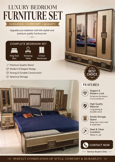Wooden Bed Set | King Size Bed | Dressing | Wardrobe