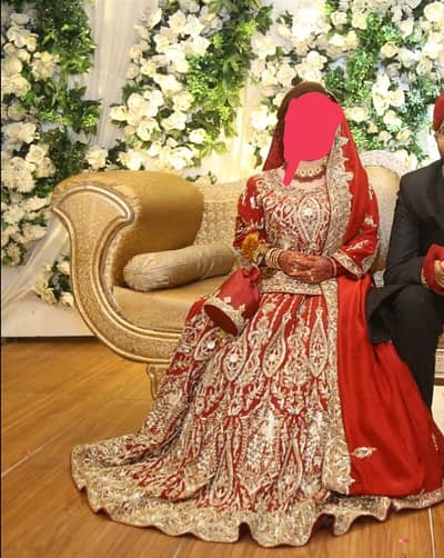 Beautiful Mehroon Bridal Dress – Sheesha Silk | Worn Once