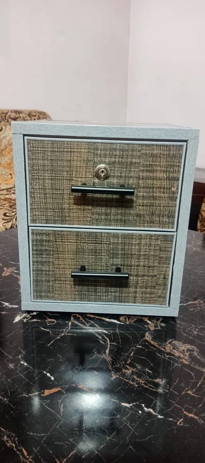 Brand new mini wooden side table/ 2 drawers/lock/ premium finishing.