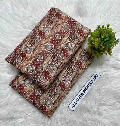 2 PCs Women's Unstitched printed Suit