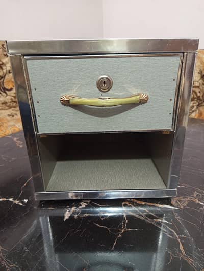 Wooden Mini Side Table / Cash & Jewelry Box with Lock