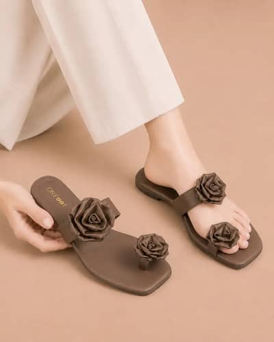 Floral Toe Ring Flat - Mustard