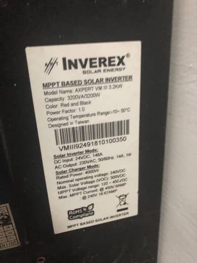 Inverex vm3 3.2kva solar inverter original condition