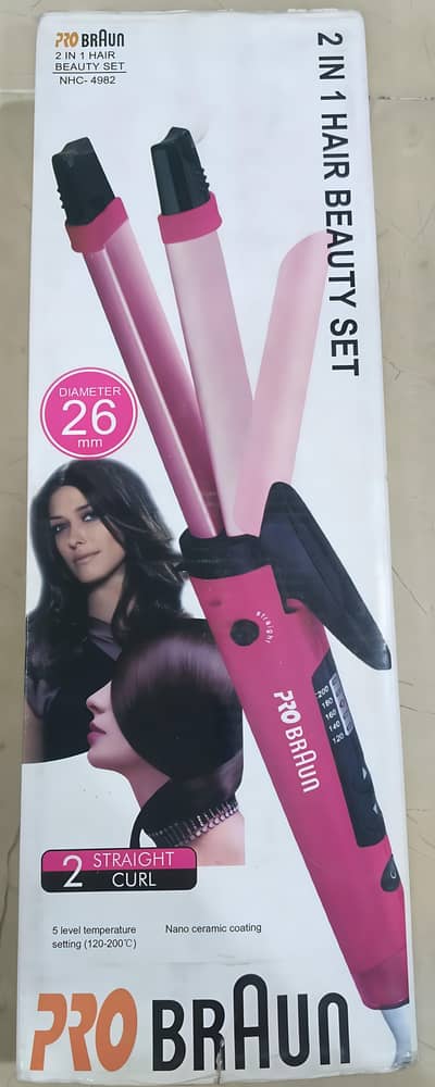 Pro Braun 2-in-1 Hair Beauty Set NHC-4982 – Straightener & Curler