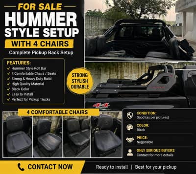 Hummer Style Pickup Setup + 4 Chairs For Sale