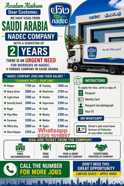 Nadec Company Vacancies!! Male & Female staff needed!! apply now