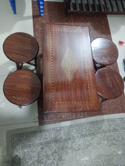  Classic foldable  Handcrafted Wooden Dining Set for Sale 
