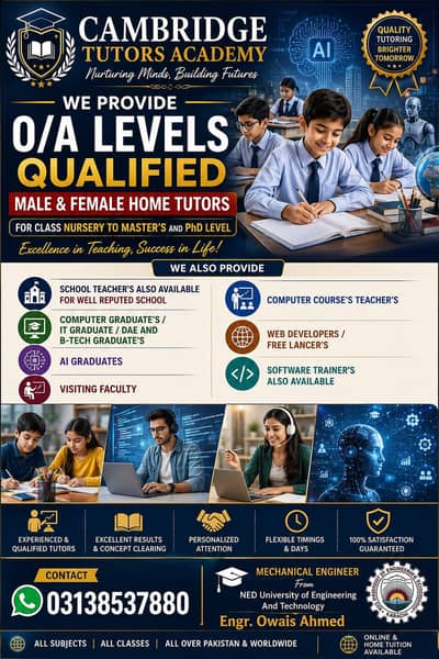 Lady Home Tutors Required For Grade 1 In Islamabad