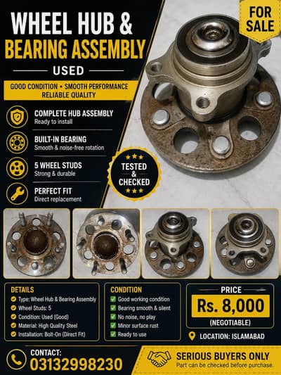Wheel Hub & Bearing Assembly — For Sale