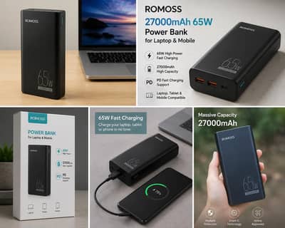 ROMOSS 27000mAh 65W Power Bank for Laptop & Mobile