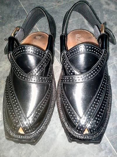 Original black leather Norozi chappals
