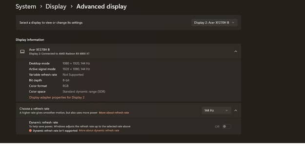 Acer XF270H B 27inches gaming monitor 144HZ overclock 165HZ Minor Dot