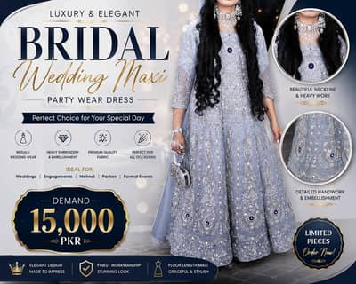 bridal dress/wedding dress/party wear maxi