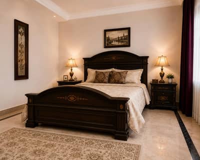 Premium Chinyoti Solid Wood King-Size Bed + 2 Side Tables