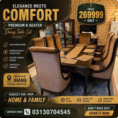 Custom made dining table with 8 chairs
