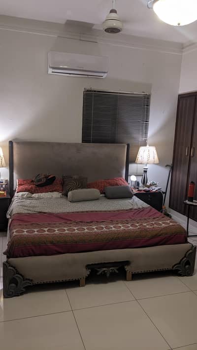 King size bed with side tables and mattress