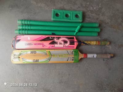 2 bats and wicket