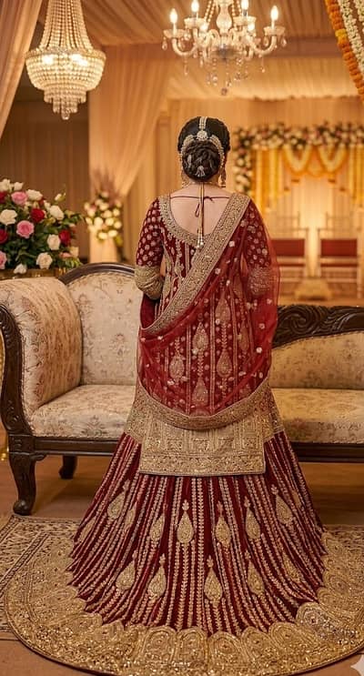 Tail lenga with heavy  embroidery dubatta