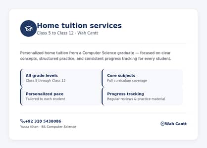 Experienced Home Tutor - All Subjects (Class 5-12)