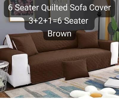 Brown Quilted 6 seater sofa cover cotton