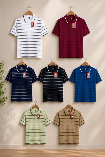 Men’s Polo T-Shirts | PK Cotton | 6 Designs | M, L & XL | 900 PKR