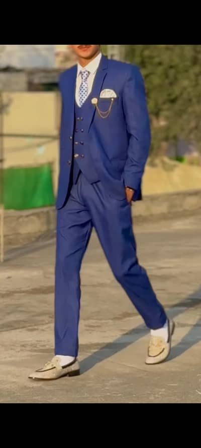 BLue   3 Piece suit + shirt+ shoes