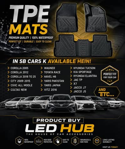 PREMIUM TPE CAR MATS — LED HUB