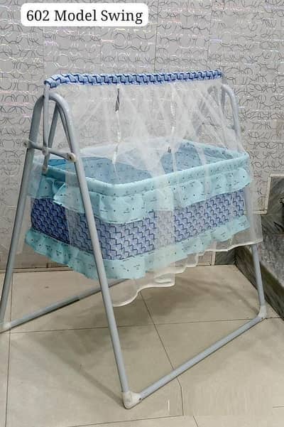 Baby Swing with Mosquito Net / New Born Baby Cradle (Blue)
