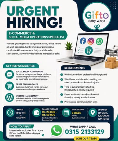 E-Commerce & Social Media Operations Specialist