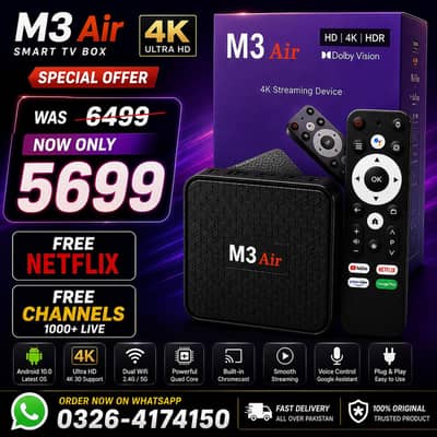 03264174150 M3 air latest Android TV box with voice remote 8gb/128gb