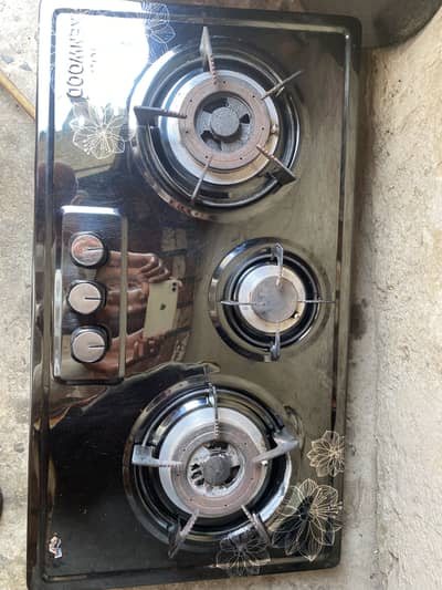 Kenwood 3-Burner Glass Top Gas Hob / Stove — Fully Functional