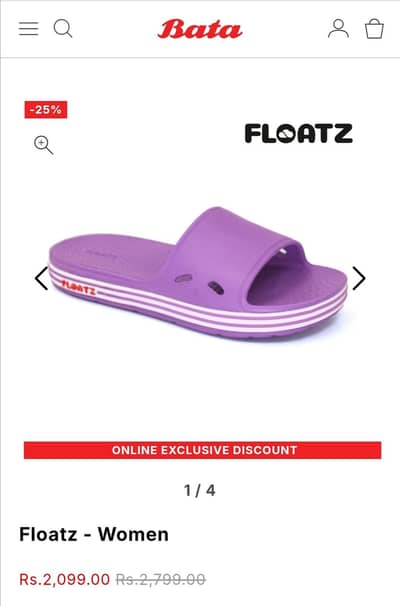 Bata Floatz Women Chappal – Purple – Size 38/5