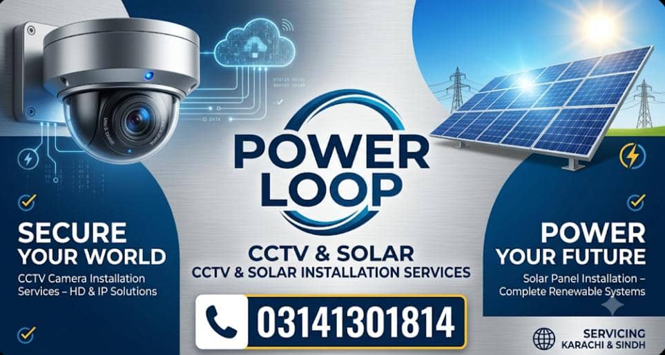 CCTV Camera & Solar Panel Complete Installation - Power Loop 0