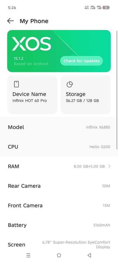 Infinix hot 60 pro 8+8/128 g200 processor 60 fps games ful box