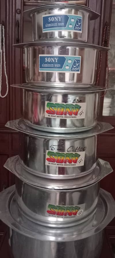 SONY Heavy Aluminium Degchi Set | 6-Piece Set | Multiple Sizes