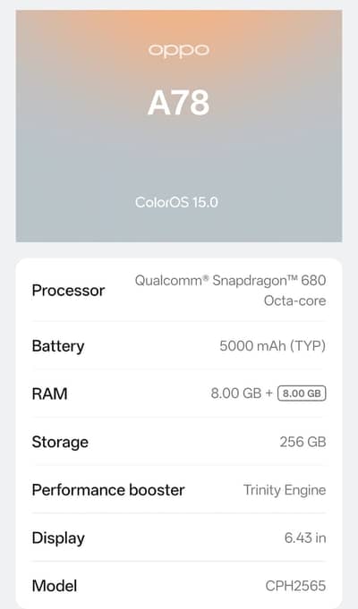 OPPO A78