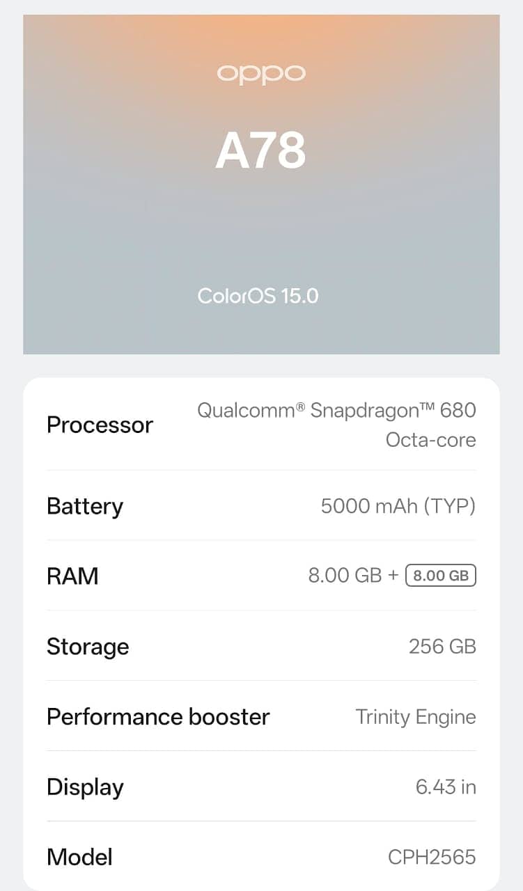 OPPO A78 0