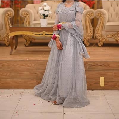 grey maxi with dupatta