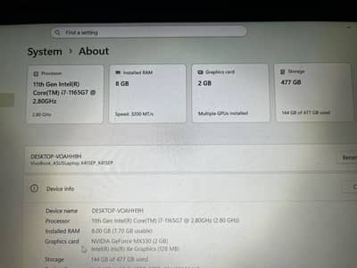 Core i7 11th Gen | 8GB RAM | 512GB SSD | MX330 2GB