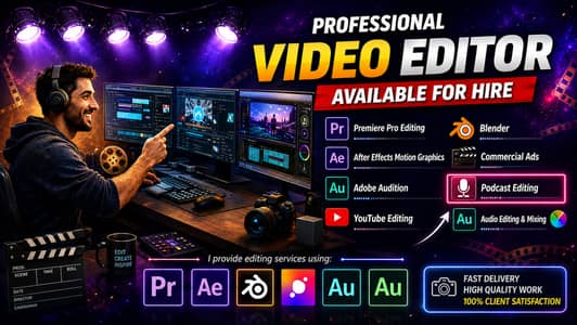 Professional Video Editor | Premiere Pro, After Effects, Blender & Au
