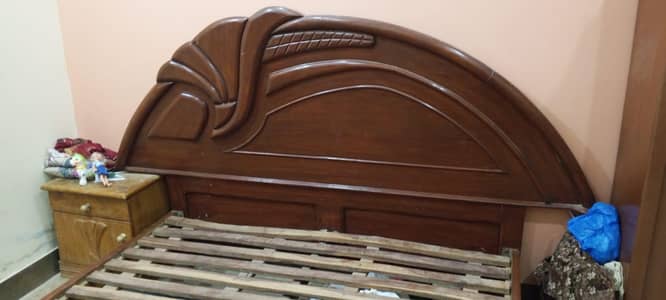 Double Bed with metres and side Table