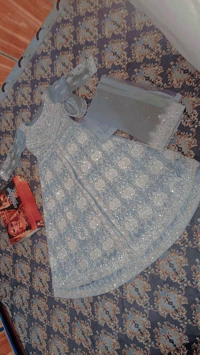 silver gray maxi with embroidered hand work