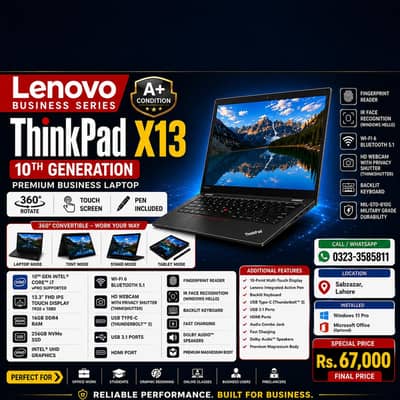 Lenovo x13 i7 10 Gen