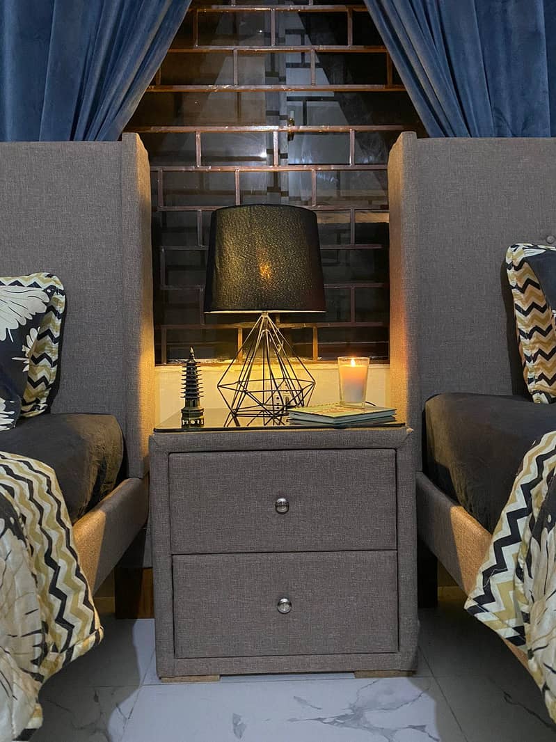 2 single bed with side table 3