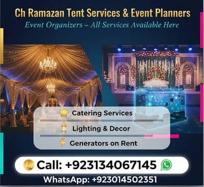 Weeding lights, Generators for events, Tent Services, Canopy Tents, DJ