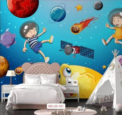 kids Wallpaper| LED wall Panels | Wardrobe| venyl flooring| wood floor