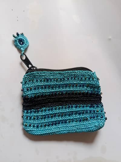 Handmade Beaded Crochet Coin Pouch / Mini Purse