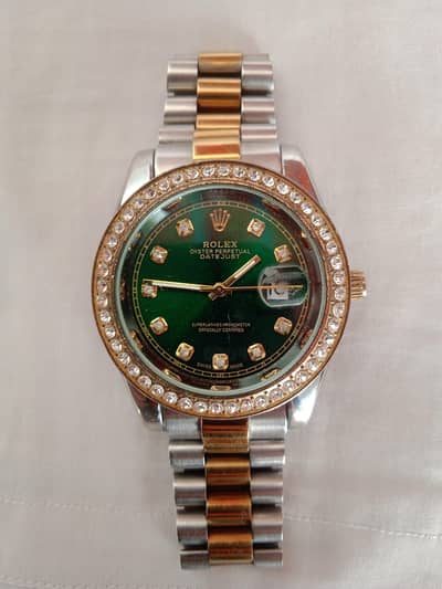 Rolex watch men's boy's watch Quartz movement green black shade dial