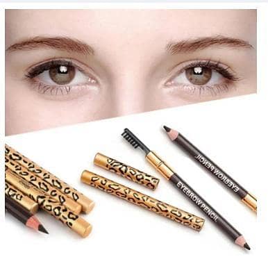 Dual-ended Long Lasting Smmoth Leopard Print Eyebrow Pencil Brush Handy Make Up Tool