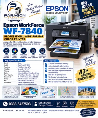 Epson WorkForce WF-7840 A3+ Wireless All-in-One Printers